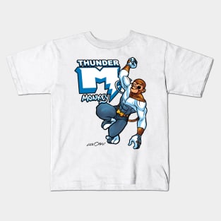 Thunder Monkey comic book style with logo. Kids T-Shirt